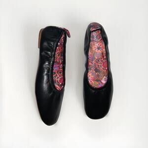 Johnny Was Jade Ballet Flats Womens Size 9.5 Black Leather Shoes